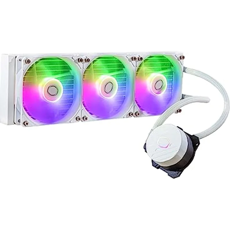 Cooler Master MasterLiquid 360L Core ARGB Wasserkühlung - CPU-Flüssigkeitskühler mit Zweikammer-Gen-S-Pumpe, überlegende PC-Kühlung mit 120mm ARGB-Lüfter, LGA 1700- und AM5-Halterungen – Weiß