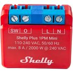 Shelly Plus 1PM Mini | Wlan & Bluetooth intelligentes Relais, 1 Kanal 8A, mit Leistungsmessung | Hausautomation | Kompatibel mit Alexa & Google Home | iOS Android App | Kein Hub nötig