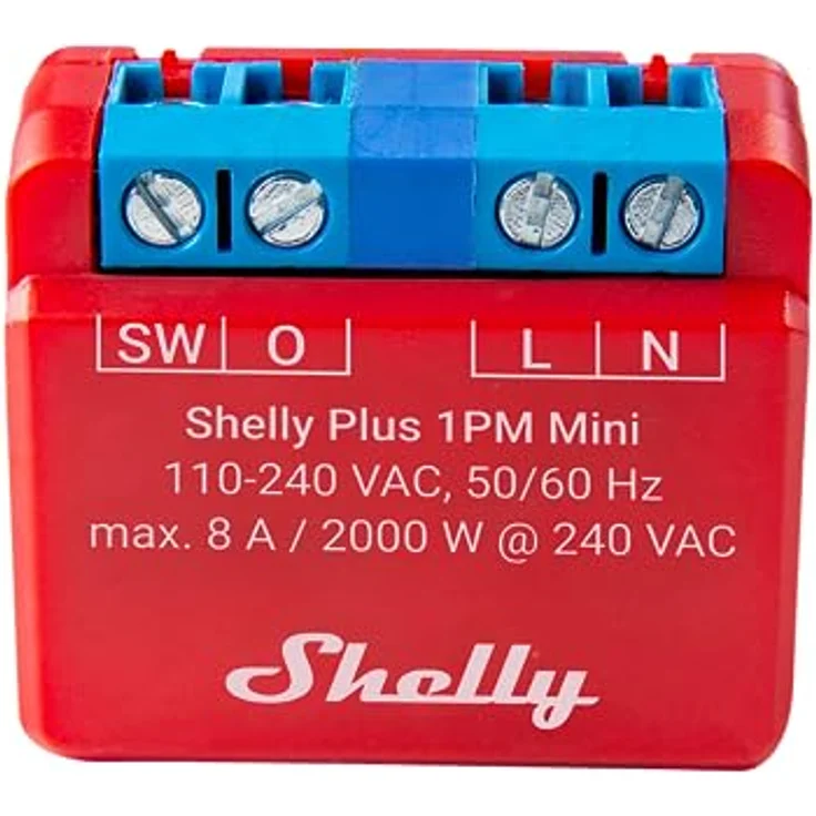 Shelly Plus 1PM Mini | Wlan & Bluetooth intelligentes Relais, 1 Kanal 8A, mit Leistungsmessung | Hausautomation | Kompatibel mit Alexa & Google Home | iOS Android App | Kein Hub nötig – Bild 1