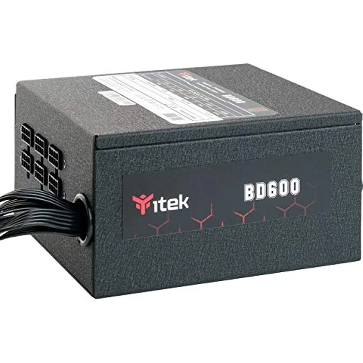 iTek BD600 Netzteil 600 Watt, HDB Hydraulic Dynamic Bearing, Aktiver PFC-Schutz, 80 Plus Bronze Zertifizierung, DC to DC Switching Konverter, schwarzes Gehäuse
