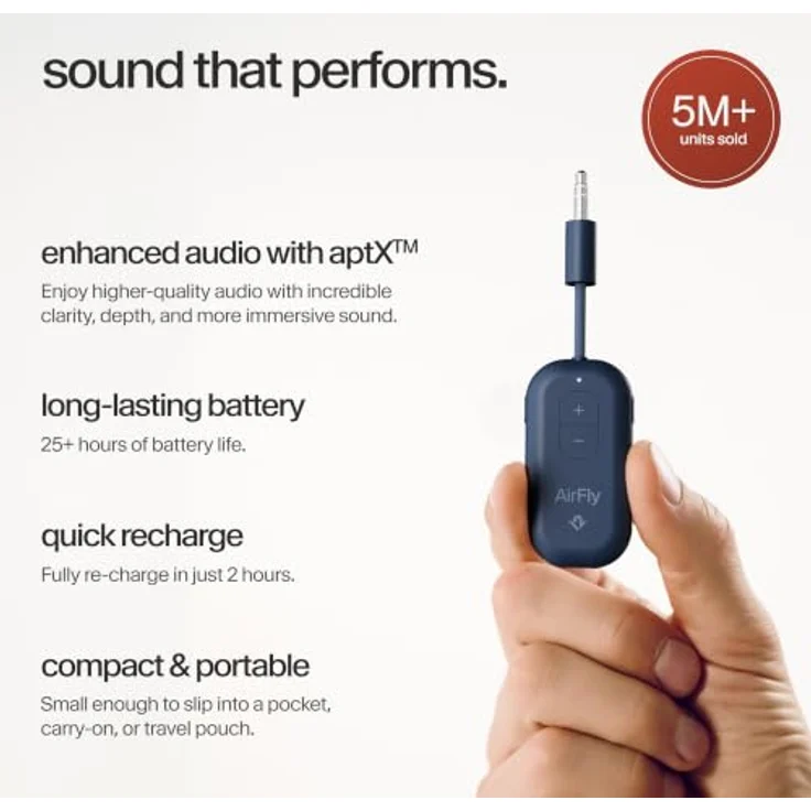 Twelve South AirFly Pro 2, Bluetooth-Audio-Transmitter für Klinke/USB-C, Blau – Bild 4