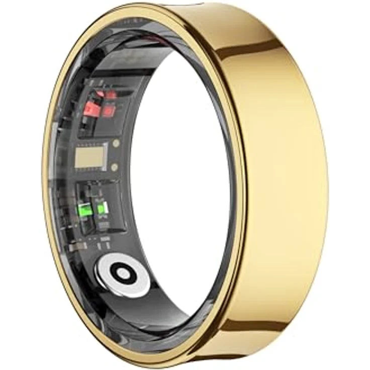 Blaupunkt Smart Ring V2, Edelstahl Fitness- und Gesundheitsring mit SpO2, Puls und Schlafüberwachung, IP68, Gold, Größe 10, für Android und iOS, kein Abo – Bild 1