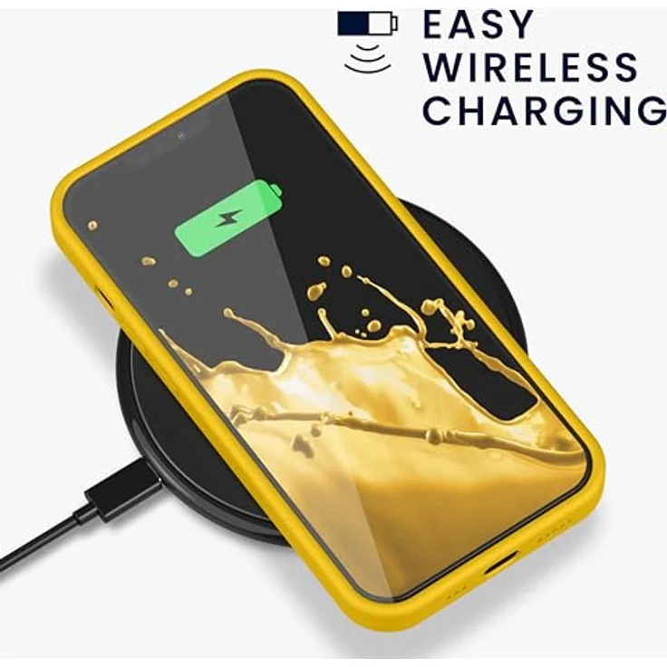 kwmobile Handyhülle für iPhone 13 Pro - Silikon Case in Strahlend Gelb, Kabelloses Laden, Flexibel und Rutschfest – Bild 5