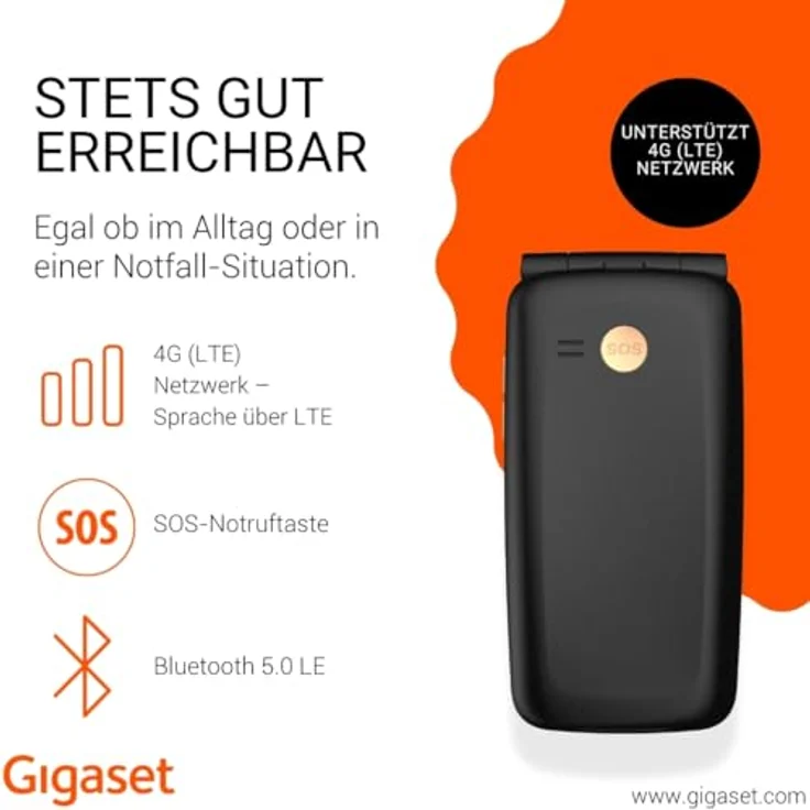 Gigaset GL795 4G Smartphone mit 2 MP Kamera, 7,11 cm (2.8 Zoll), Schwarz – Bild 3