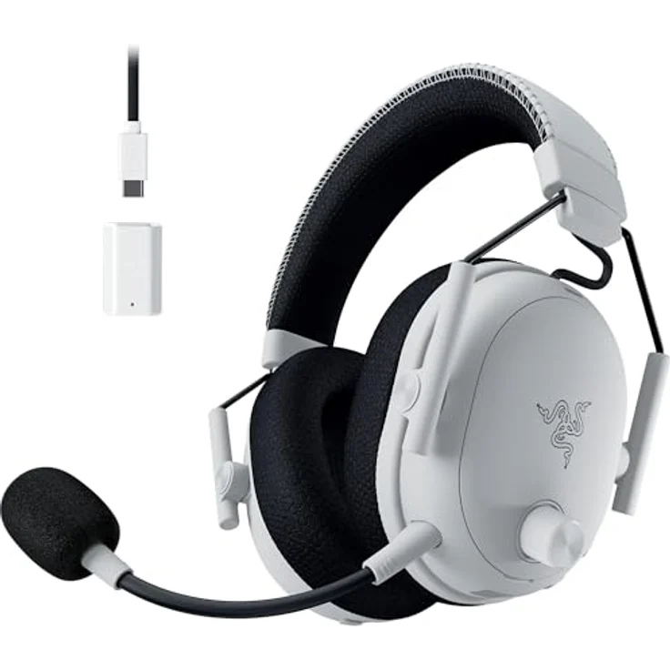 Razer BlackShark V3 Pro, kabelloses E-Sport-Headset mit ANC, 50mm Treibern, abnehmbarem Mikrofon, 2,4 GHz & Bluetooth, FPS-Profilen, PC/Mac | Weiß – Bild 1