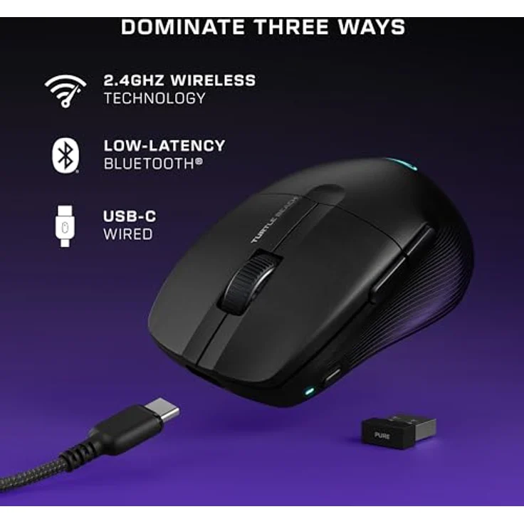 Turtle Beach Pure Air Ultraleichte RGB-Gaming-Maus, 26.000 DPI, 125h Akkulaufzeit - Schwarz – Bild 5