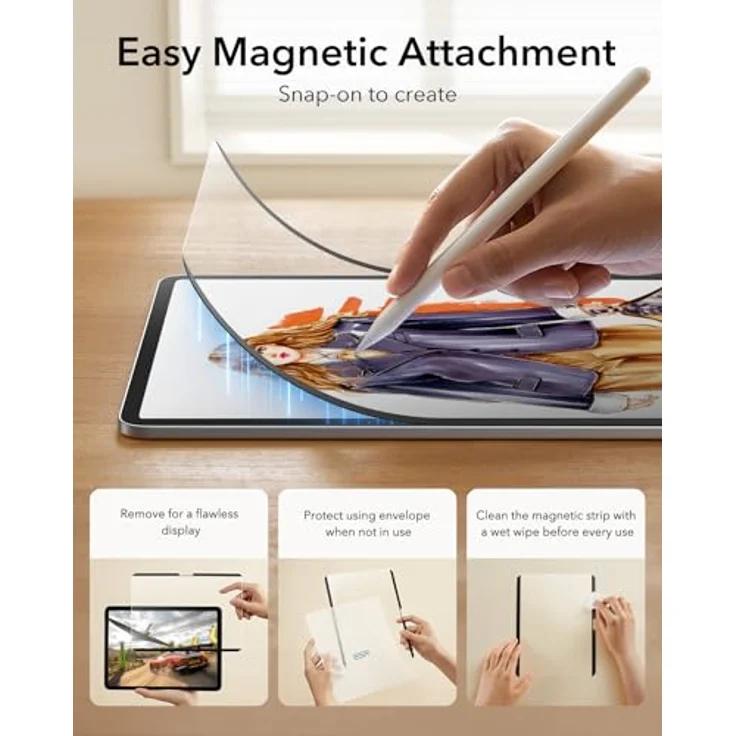 ESR Magnetisch Paper-Feel Schutzfolie für iPad Air 11" (M4/M3/M2), abnehmbar, blasenfrei, für Pencil geeignet – Bild 4