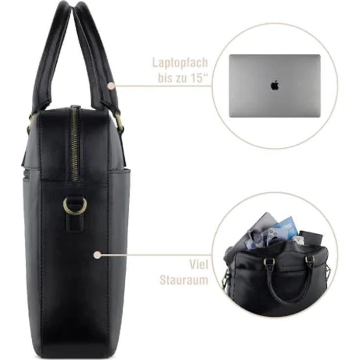 Bugatti Aktentasche Remo Briefcase (17"), Notebooktasche aus Rindleder – Bild 3