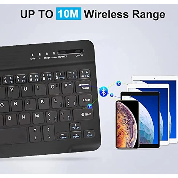 Lobwerk Bluetooth Tastatur Keyboard kabellos USB für ALLE iOS Windows Android Tablets (Schwarz) – Bild 5
