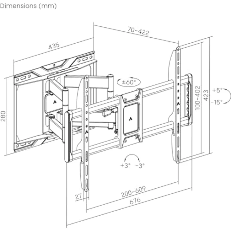 my wall TV-Wandhalterung HF23L, für XXL TV bis 90 Zoll, flexibel einstellbar, Tragkraft bis 75 kg – Bild 10