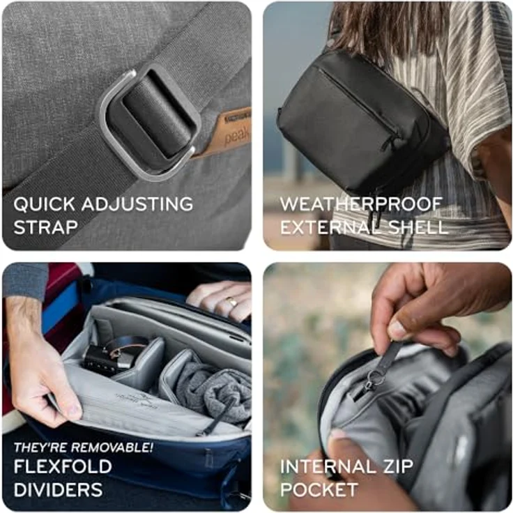 Peak Design Everyday Sling 6L, Kameratasche aus 400D-Nylon-Canvas für spiegellose Kameras und Tablets, schwarz – Bild 3