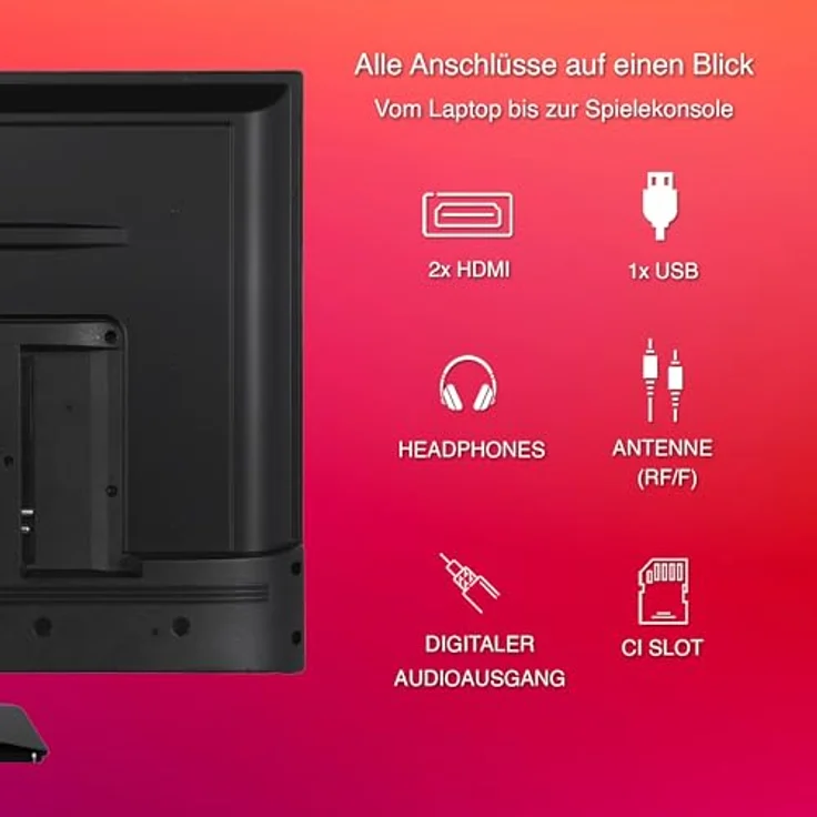 Telefunken XH24O550M Fernseher 24 Zoll HD-Ready LED TV mit integriertem Triple-Tuner, schwarz – Bild 3