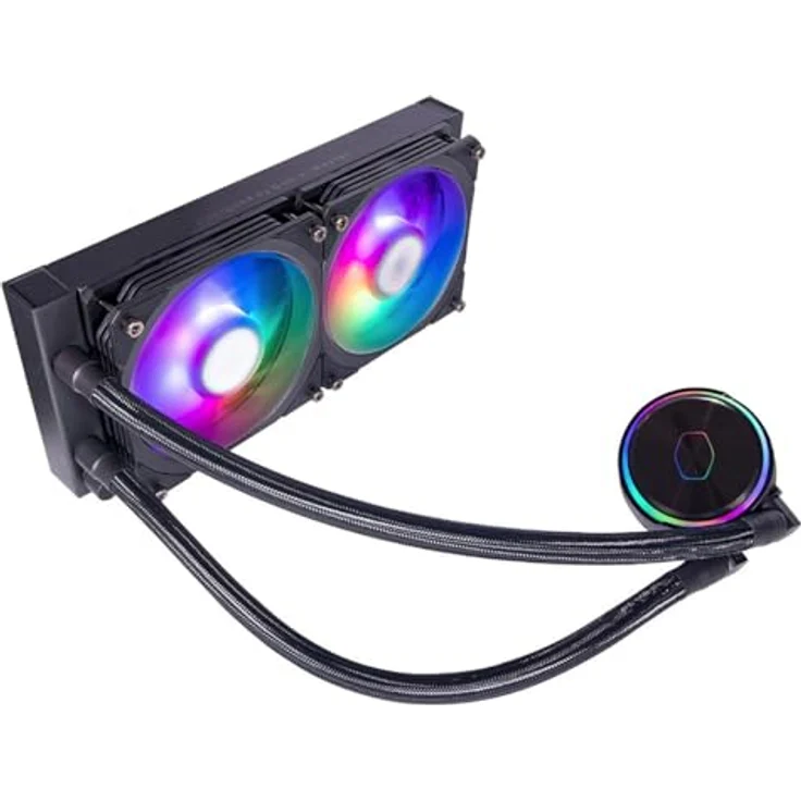 Cooler Master PL240 Flux, CPU Wasserkühler mit Dual-Radiator-Design, RGB-Beleuchtung, Schwarz – Bild 5
