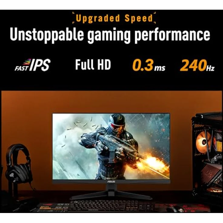 ASUS TUF Gaming VG259QM5A, 25 Zoll Full HD Monitor mit 240 Hz, 0,3 ms GtG, G-Sync, FreeSync, Fast-IPS Panel, HDR10, DisplayPort und HDMI – Bild 3
