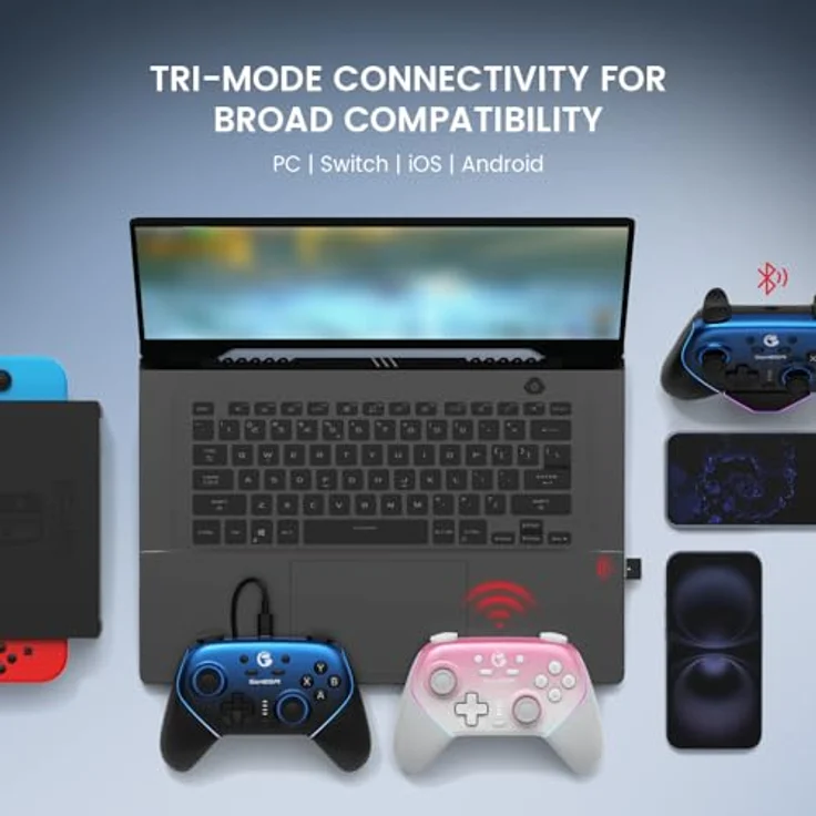 GameSir Super Nova, Multiplattform-Bluetooth-Controller mit Ladestation für Nintendo, Schlagsahne Rosa – Bild 2