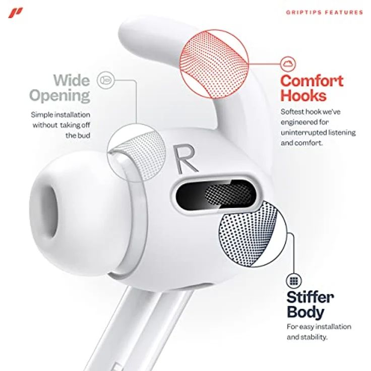 Proof Labs S5, 3 Paar Ohrhaken, Anti-Rutsch Ohrbügel, kompatibel mit Apple AirPods Pro 1. Generation, weiß - Preisvergleich – Bild 3