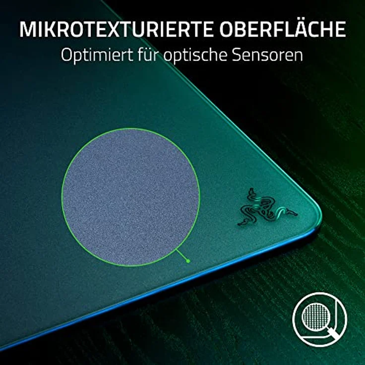 Razer Atlas - Glasmausmatte (Premium gehärtetes Glas, Ultra-Glatte Oberfläche, Mikrogeätzte Oberfläche, Schmutz- und kratzabweisend, Leisere Mausbewegungen, rutschfeste Gummibasis) Schwarz – Bild 4