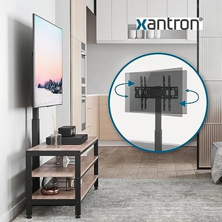 Xantron® Universal TV Ständer 37-75 Zoll/VESA 200x200-600x400 / Höhenverstellbarer, drehbarer TV Standfuß mit Kabelmanagement/Fernseher Standfuss bis 40kg, Schwarz – Bild 5