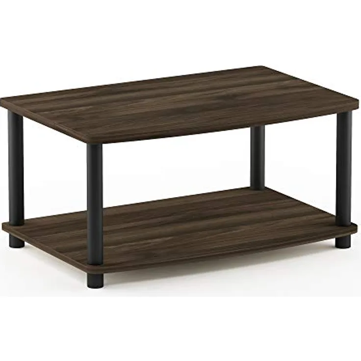 Furinno kleiner TV-Schrank mit 2 Ablageflächen, holz, Columbia Walnut/Schwarz, 40.13 x 60.45 x 27.94 cm