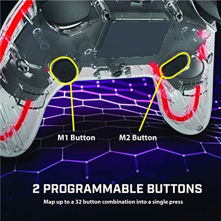 BIONIK Neoglow Switch Wireless Controller Gamepad, kabellos für Android, Nintendo Switch, PC, transparent mit Turbo-Taste – Bild 9