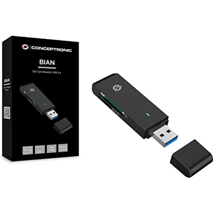 Conceptronic BIAN02B SD-Kartenleser, USB 3.0 Card Reader in schwarz, kompatibel mit SD, SDHC, SDXC, Micro SD/T-Flash – Bild 5