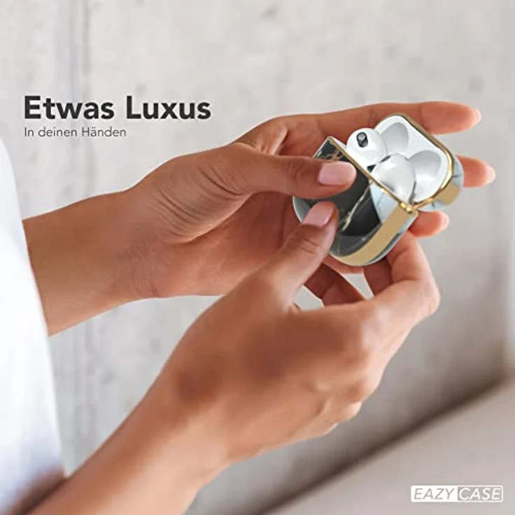 EAZY CASE AirPods 3 Schutzhülle, Stoßfestes Hard Case in Marmor Schwarz mit Karabiner, Antikratz und Rutschfest, Kabelloses Laden unterstützt – Bild 3