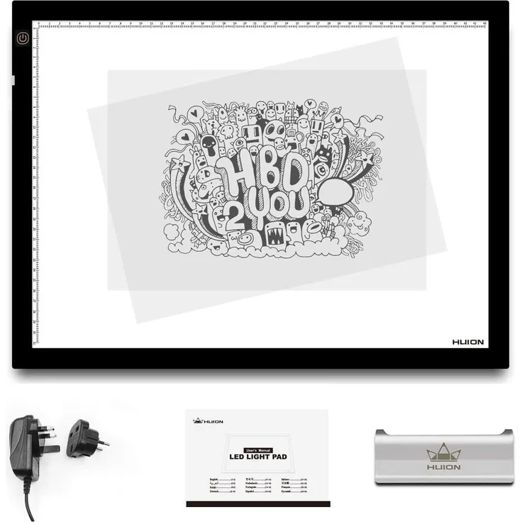 HUION A3 LED Leuchttisch, Leuchtpad Leuchtplatte für Zeichnen, 16,9 x 12,2 Zoll A3 Größe 8 mm Ultradünn