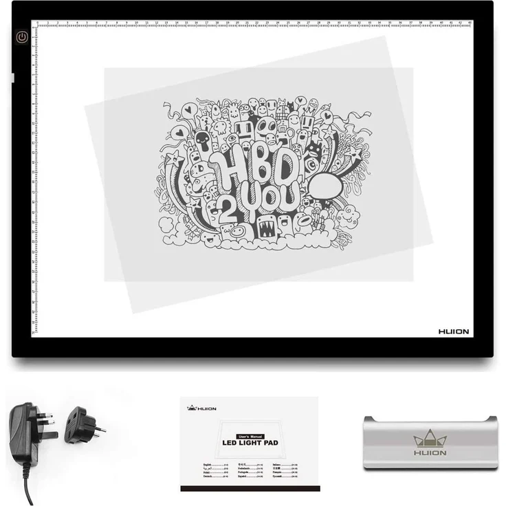 HUION A3 LED Leuchttisch, Leuchtpad Leuchtplatte für Zeichnen, 16,9 x 12,2 Zoll A3 Größe 8 mm Ultradünn