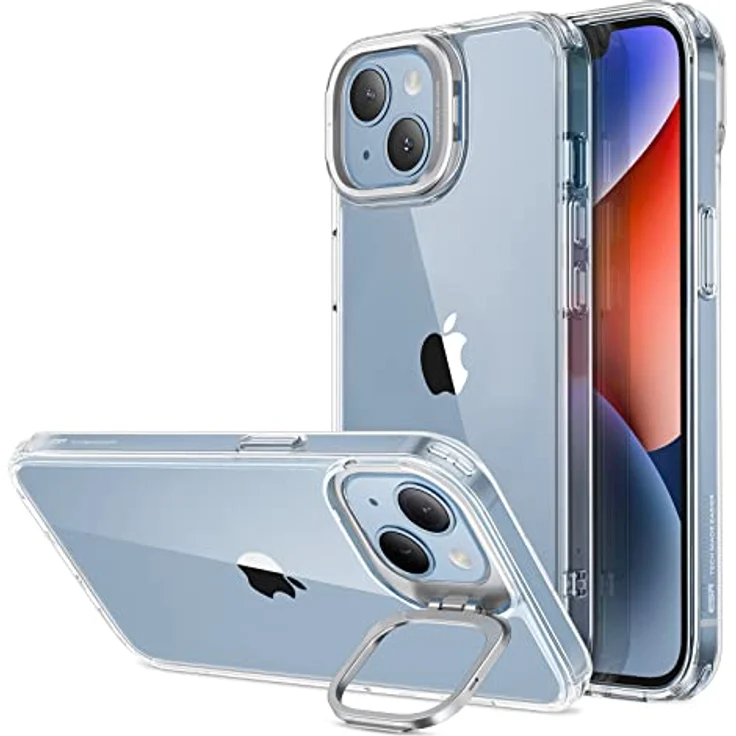 ESR für iPhone 14 Plus Hülle, Classic Ständer handyhülle, klare Hülle mit Ständer, Militärnorm Schutz Case, integrierter Kamera Ringständer, Kratzfeste Acryl-Rückseite, Klar – Bild 1