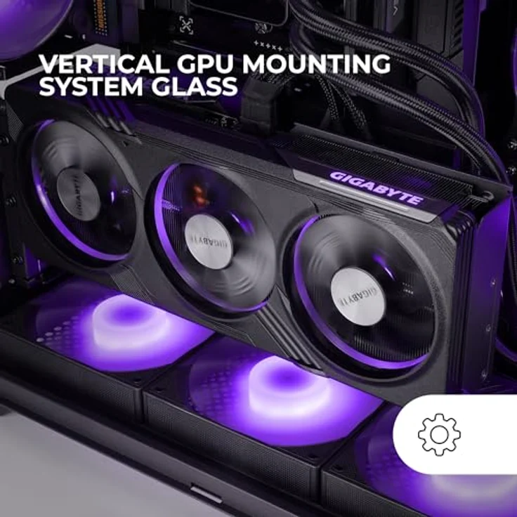 MARS GAMING MC-3GFPRO, ATX Gaming-Gehäuse mit dreifachem verspiegeltem Glas, 2x 120mm ARGB-Lüfter, vertikaler GPU-Montage und Carbonfaser-Finish, Schwarz – Bild 3