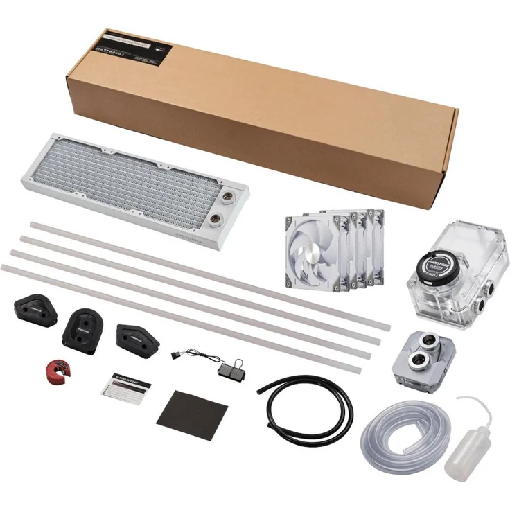 Phanteks Glacier EZ-Fit 360 D30-KIT, Wasserkühlungsset für CPU mit Hard Tubes und Soft Tubes, weiss, transparent