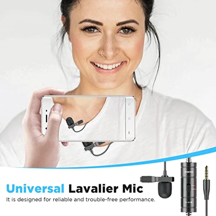 BOYA BY-M1S, Professionelles Omnidirektionales Lavaliermikrofon mit 6 m Kabel für iPhone, Android, DSLR und Camcorder – Bild 3