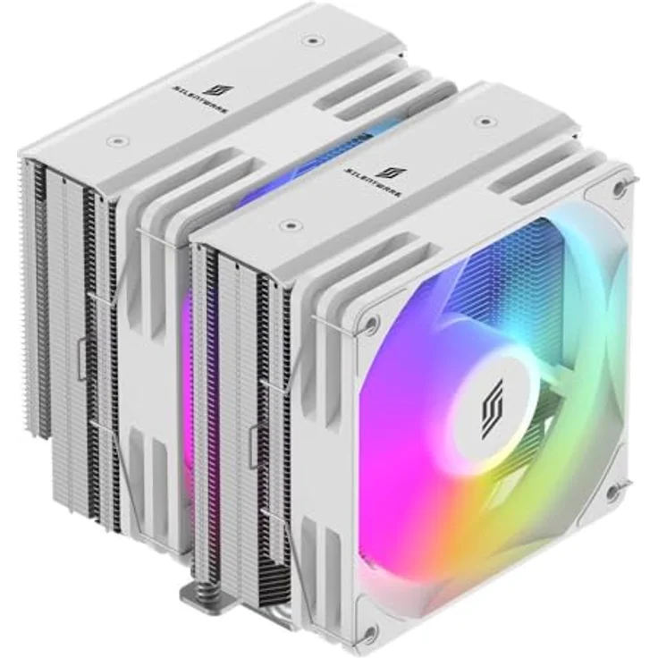 Silentware Titan RGB White, CPU Kühler mit 6 Heatpipes, 2x 120mm PWM ARGB Lüfter, für LGA 115X/1200/1700/1851/AM4/AM5, bis 265W TDP – Bild 1