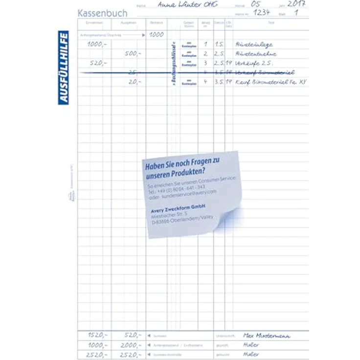 Avery Zweckform 426 Kassenbuch A4 100 Blatt – Bild 5