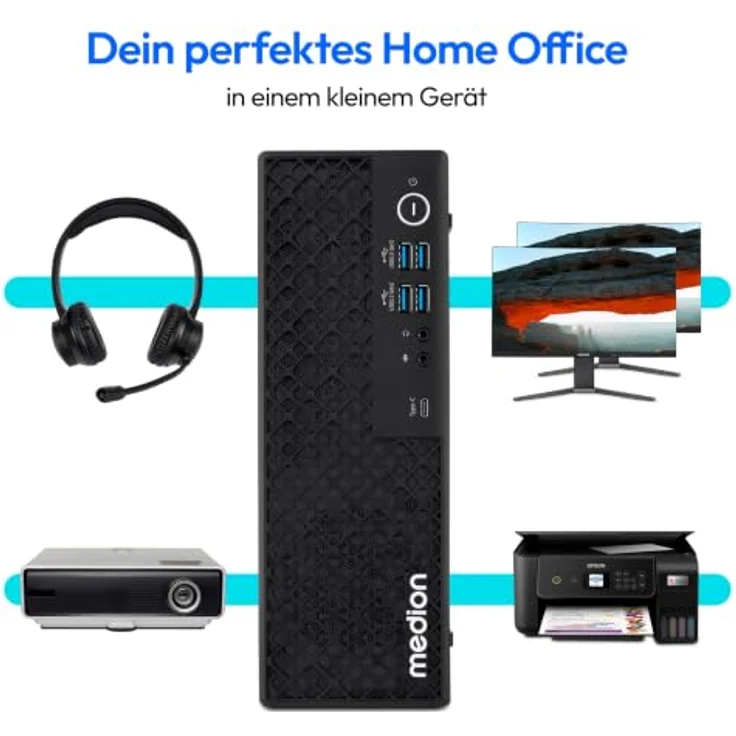 MEDION T80 II Mini PC - Core i9 14900HX, 1 TB SSD, 32 GB DDR4 RAM, schwarz – Bild 2