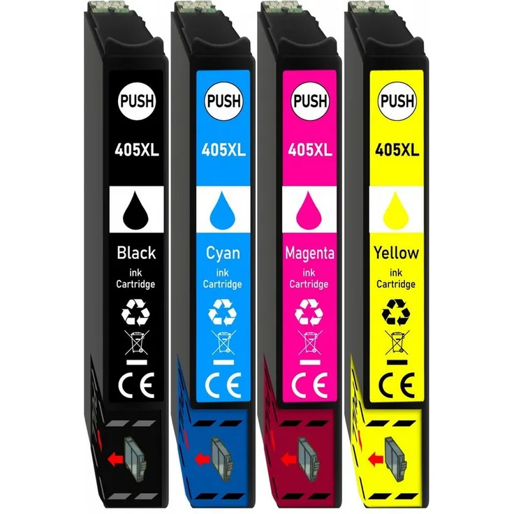 Druckerparadies 4er Multipack für Epson 405XL Tintenpatronen Set - Hohe Kapazität, kompatibel mit WF-3820 WF-3825 WF-4820 WF-4825 WF-4830 WF-7310 WF-7830 WF-7835 WF, Schwarz, Cyan, Magenta, Gelb
