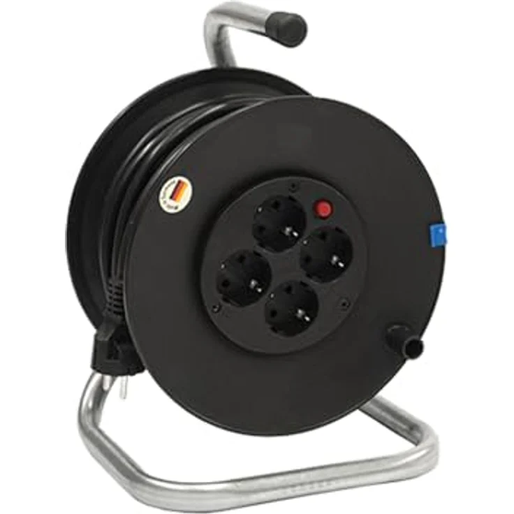 Bachmann 392.180 Kabeltrommel 4-fach 25m mit Thermoschutzschalter, Schwarz – Bild 2