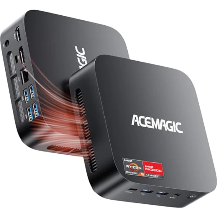 ACEMAGIC K1 Mini PC, AMD Ryzen 5 7430U, 32GB DDR4, 512GB M.2 SSD, Windows 11 Pro, WiFi 6, BT 5.2, 4K Triple Display, Type-C – Bild 1