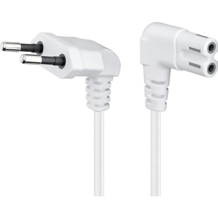 Goobay 97351 Euro Anschlusskabel beidseitig abgewinkelt, 2 m, Schwarz Eurostecker (Typ C, E 7-16) > Gerätebuchse C17 – Bild 2