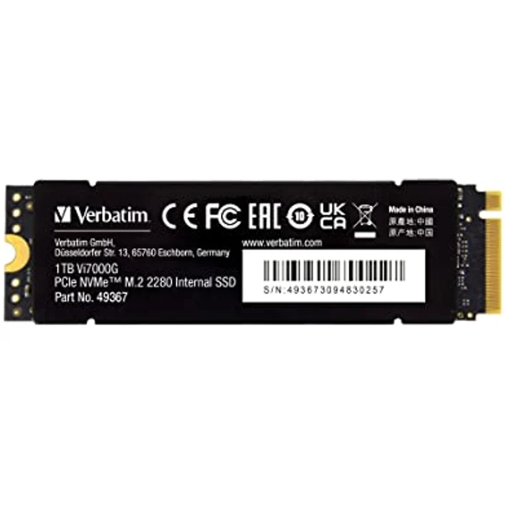 Verbatim Vi7000G NVMe M.2 Internal SSD, internes SSD-Laufwerk mit 1 TB Datenspeicher und PCIe Gen 4 Schnittstelle, Solid State Drive für Gaming PC und Playstation 5, schwarz – Bild 2