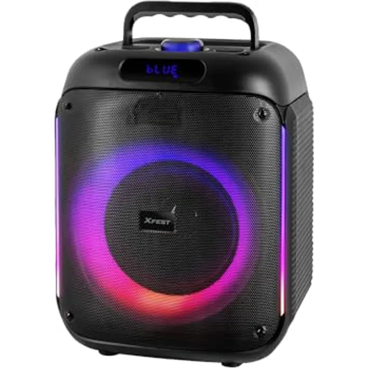 Trevi XF 215 KB, Akkubetrieb Bluetooth Lautsprecher mit 60 W RMS, USB und microSD, Schwarz