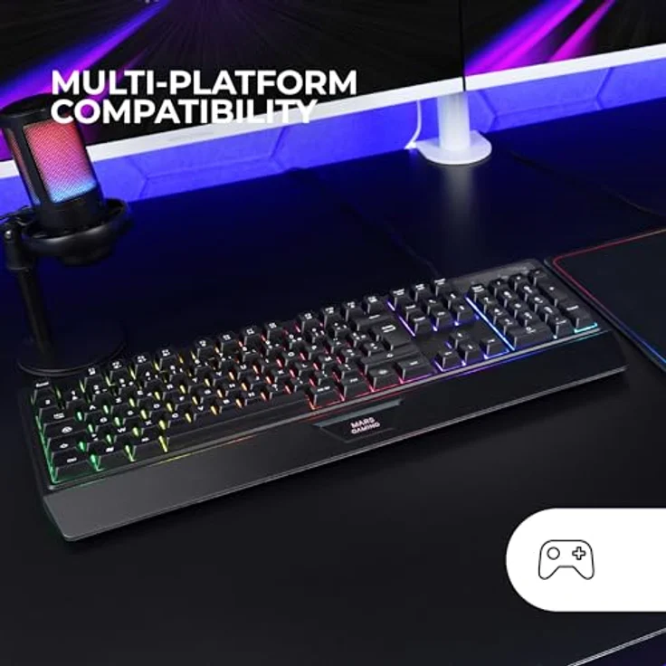 Mars Gaming MK124, Teclado H-Mech ergonómico con reposamuñecas integrado, retroiluminación FRGB Rainbow, tecnología Antighosting, Multiplataforma, Negro – Bild 5