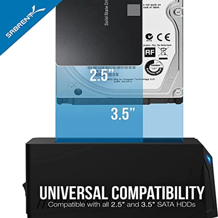 SABRENT SSD/HDD 2,5/3,5 Zoll Docking Station, festplatten gehäuse, USB 3.2 Gen1 Hard Drive, sata auf USB Enclosure mit Netzteil 12v, Festplatte extern Adapter case typ A mit 1.8m Kabel, Werkzeuglose – Bild 5