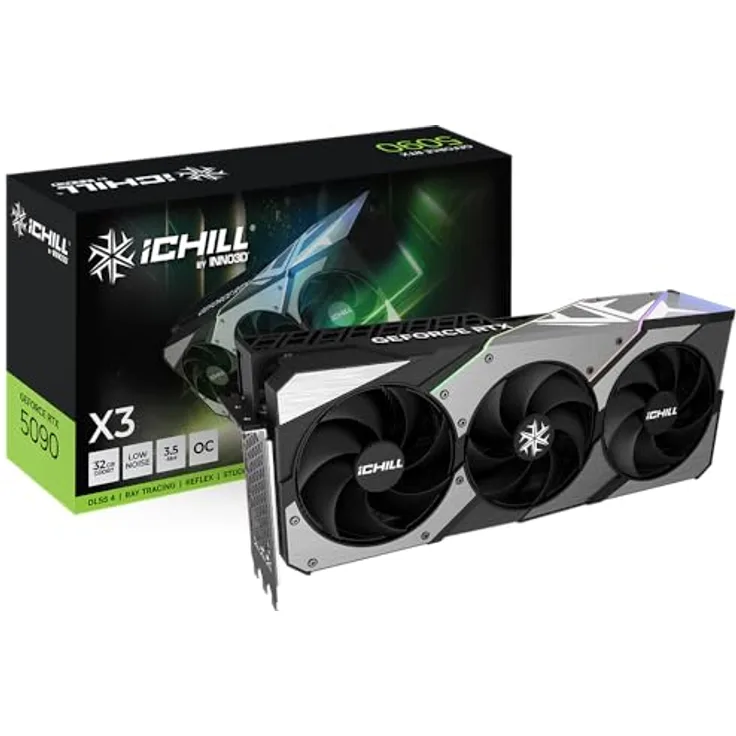 Inno 3D GeForce RTX 5090 iChill X3, 32GB GDDR7-Grafikkarte mit PCIe x16, HDMI® 2.1 und DisplayPort 2.1