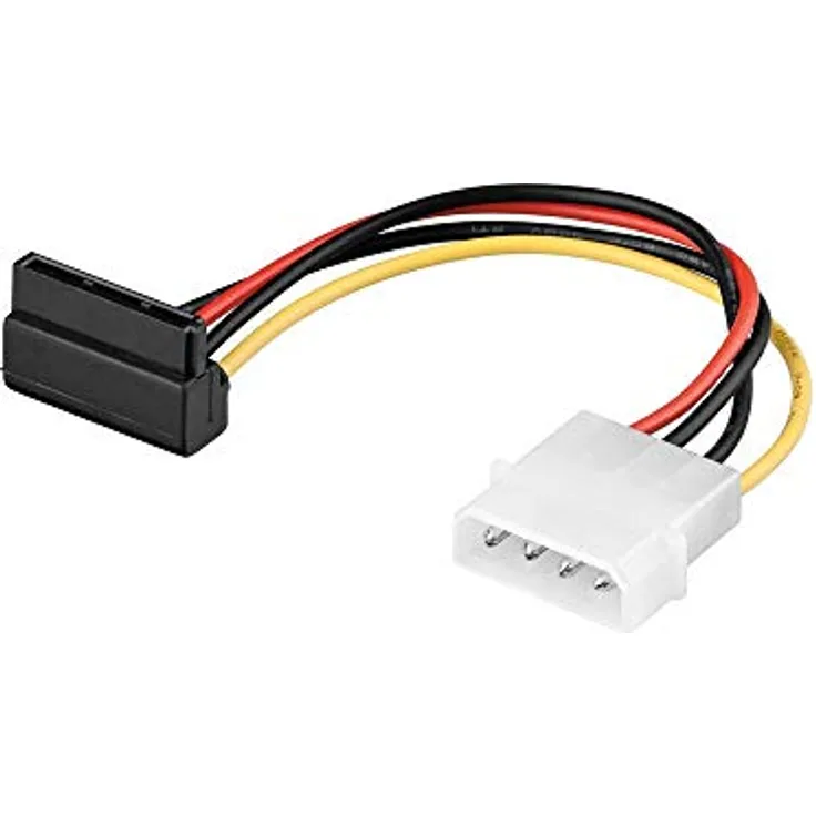 goobay Wentronic Power-Adapter (4-polig Stecker auf S-ATA Winkelstecker) schwarz, Noname Stromkabel 5,25 4-pol > SATA 15-pol St 0,13m abgewinkelt intern