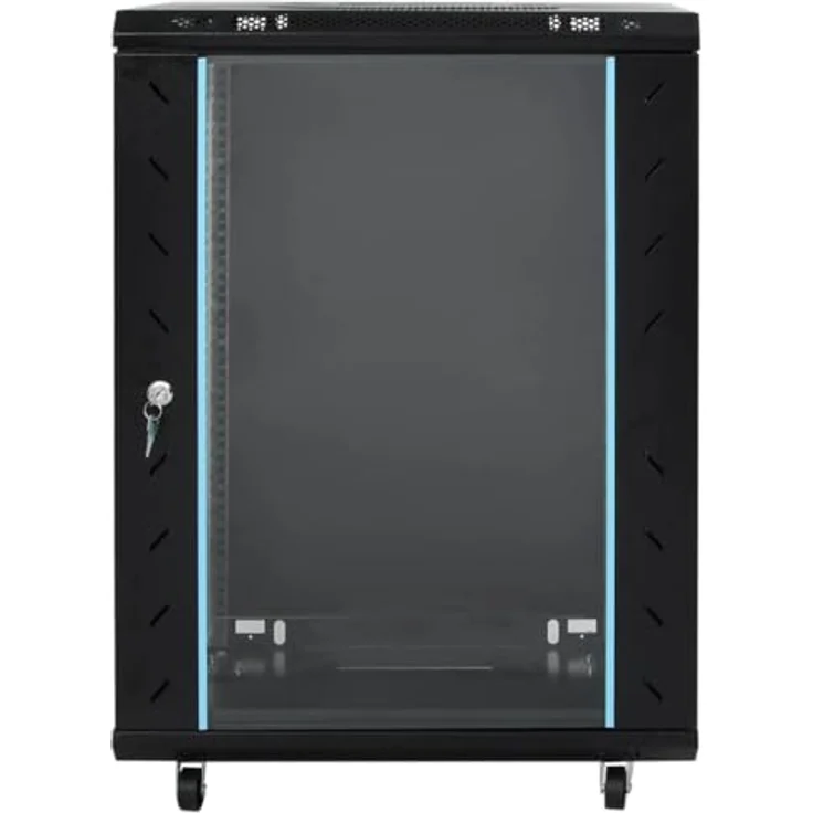 vidaXL 15U Netzwerkschrank 19" IP20 Schwarz, abschließbarer Serverschrank aus kaltgewalztem Stahl, 53x40x80 cm – Bild 3