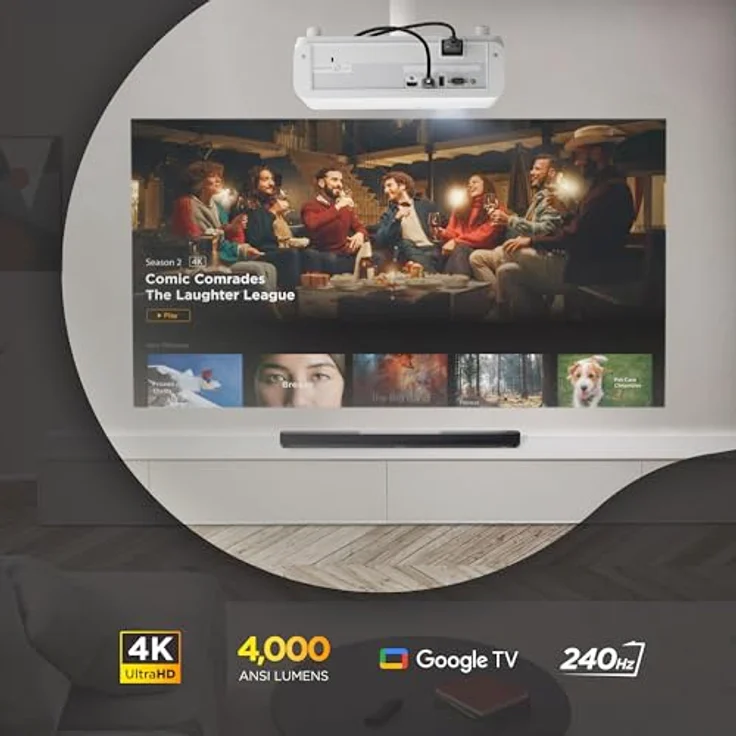 ViewSonic LX750-4K, 4K UHD Laser Beamer mit Google TV, 4000 ANSI Lumen, 1 ms Gaming Mode, HDR/HLG, 1,3x optischer Zoom, Auto H/V Keystone – Bild 2
