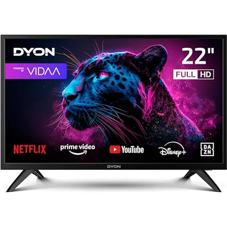 DYON Movie Smart 22 VX, 22 Zoll (55 cm) Full-HD Smart TV, HD Triple Tuner, VIDAA OS, App Store, Netflix, Prime Video, YouTube, DAZN, Disney+ [Mod. 2025]