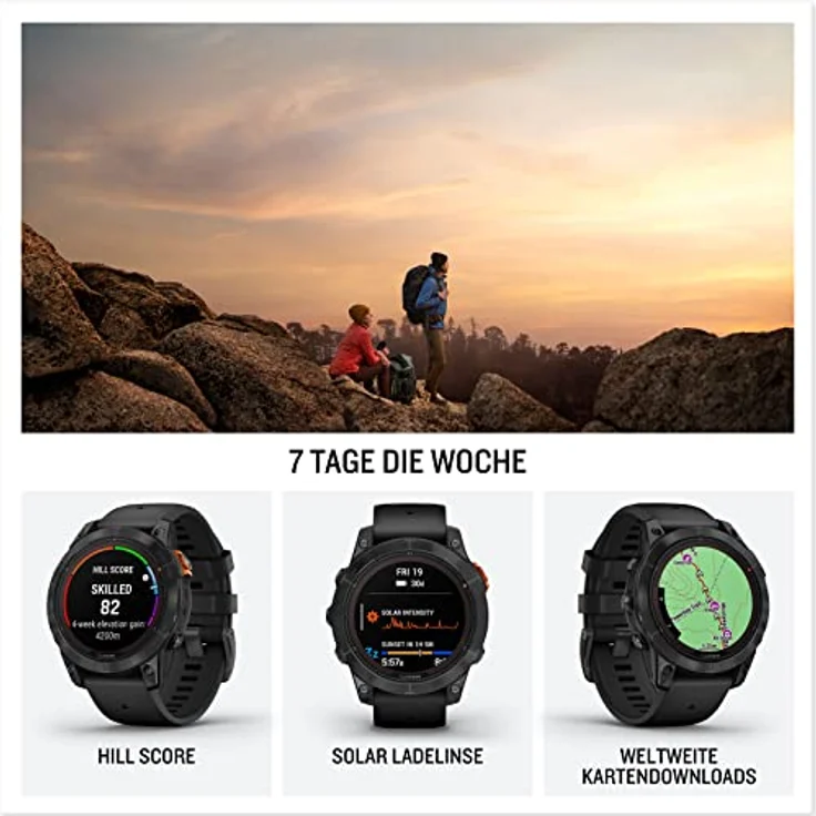 Garmin fenix 7 Pro – GPS-Multisport-Smartwatch mit Farbdisplay und Touch-/Tastenbedienung, TOPO-Karten, über 60 vorinstallierte Sport-Apps, Garmin Music und Garmin Pay – Bild 2