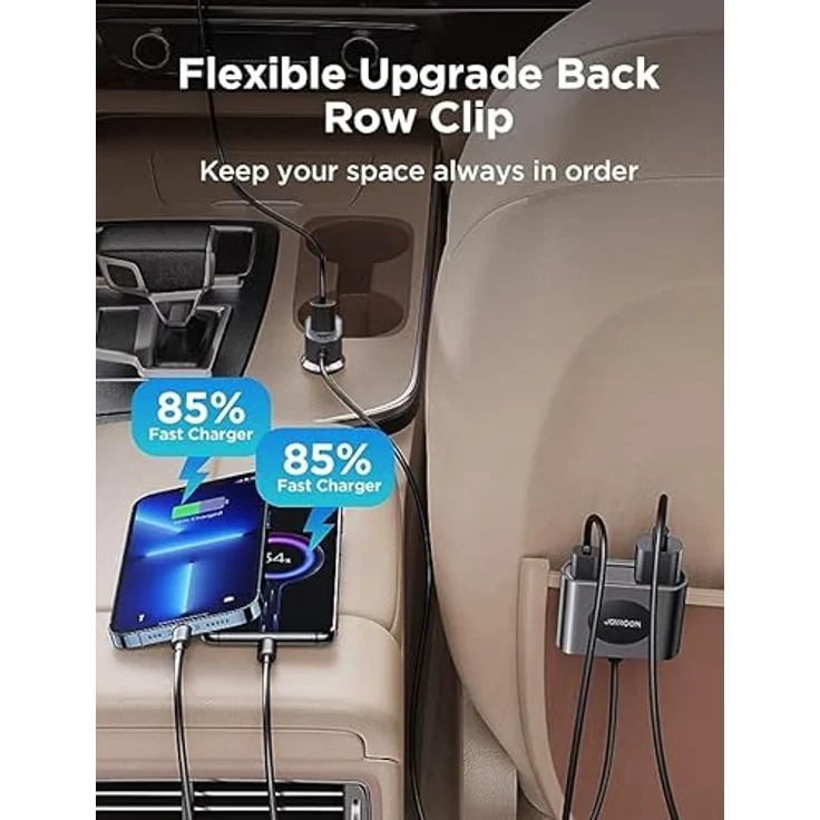 Joyroom Auto-Ladegerät Kfz-Ladegerät 2x USB-C Typ-C PD + 2xQC3.0 75W 1,5m schwarz – Bild 6